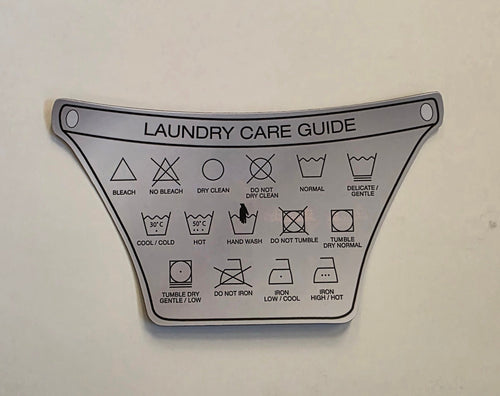 Perfect Choice Laundry Care Guide Magnet showing washing symbols and instructions